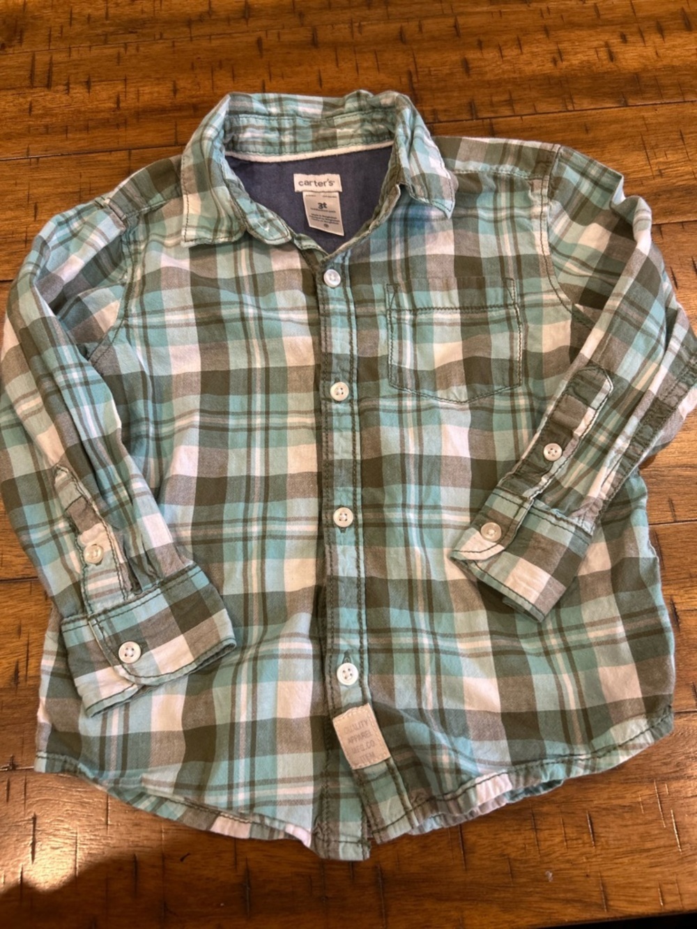 Carter's Blue and Green Plaid Button-Down Shirt